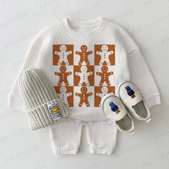 Baby Waffle Christmas Gingerbread Man 2-piece White Set