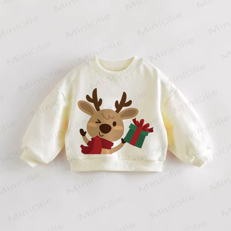 Baby Toddler Christmas Deer Cream Sweatshirt