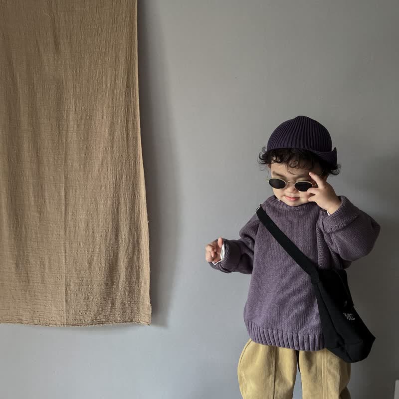 Toddler Solid Color Loose Relax Sweater