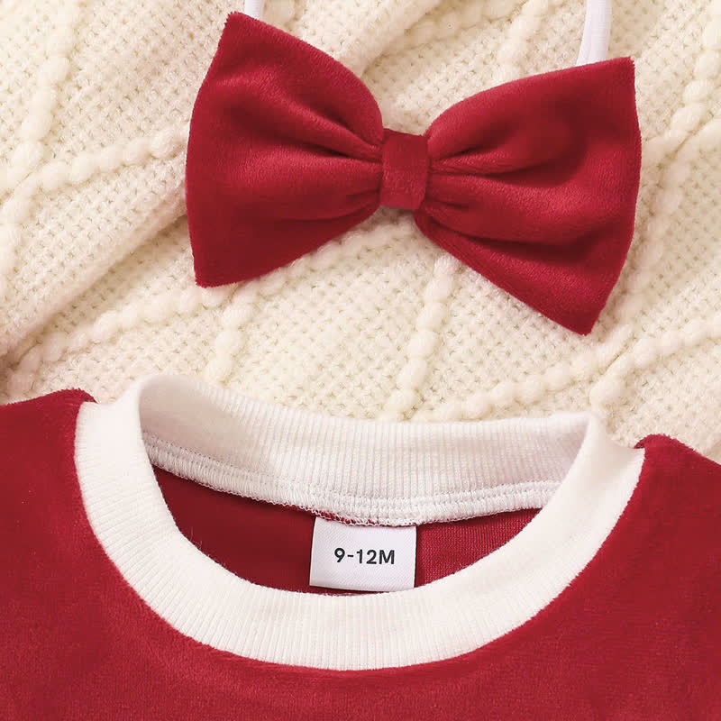 Baby Christmas Red Skirted Bodysuit with Headband