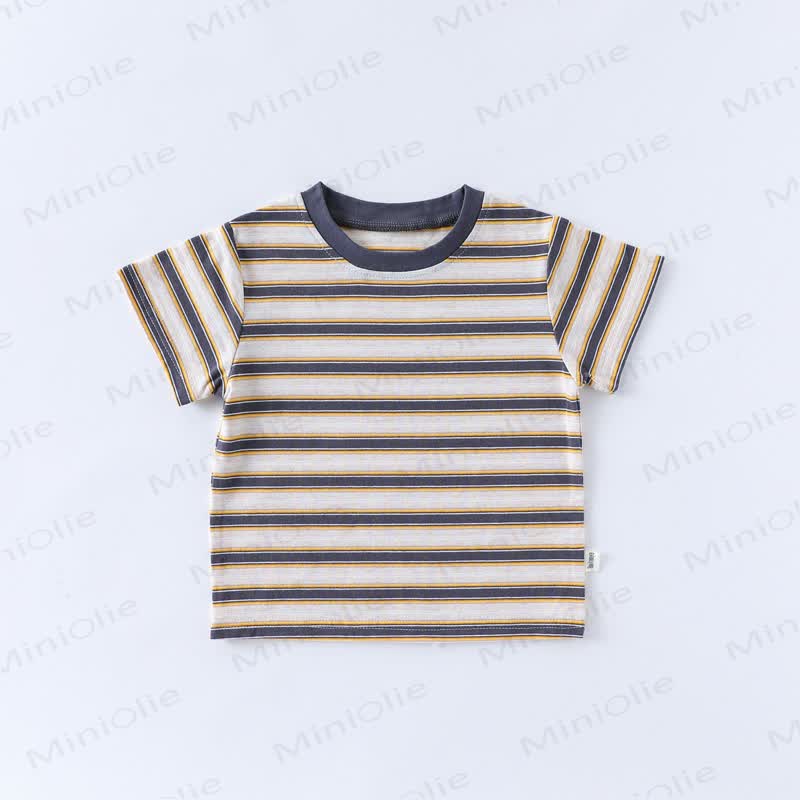 Baby Contrast Color Striped Grey T-Shirt