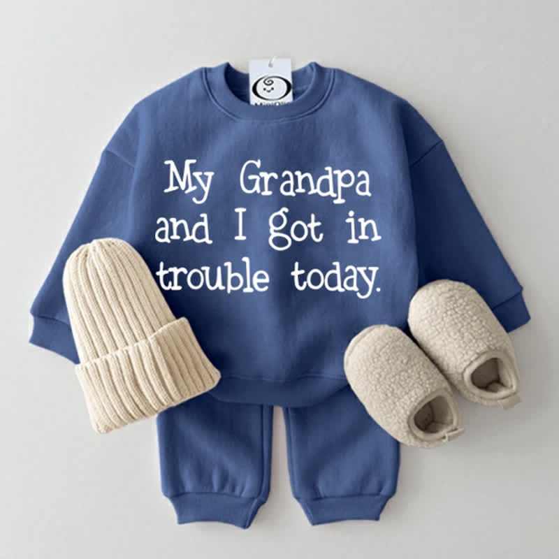 MY GRANDPA AND I GOT IN TROUBLE TODAY Baby Blue Sweatshirt 2-piece Set
