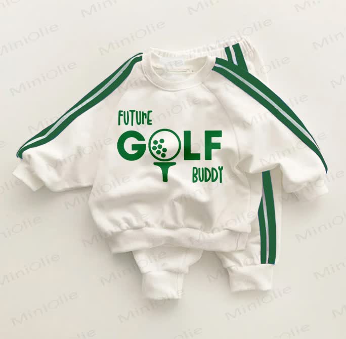 FUTURE GOLF BUDDY Baby Toddler Green Striped 2-piece Set
