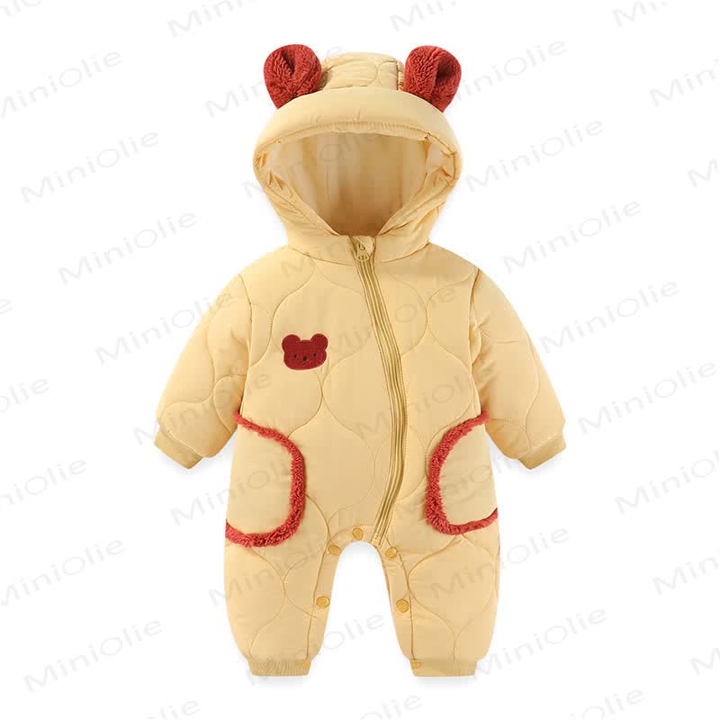 Baby Quilted Bear Hooded Romper