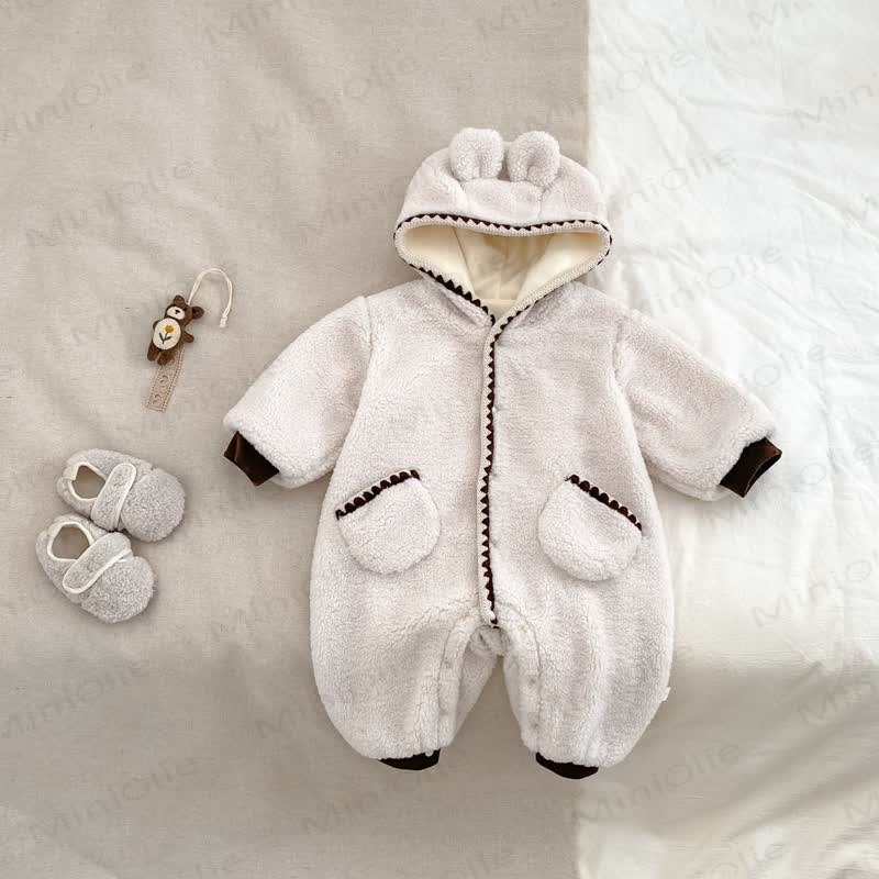 Baby Fleece Pocket Hooded Romper