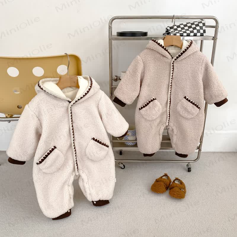 Baby Fleece Pocket Hooded Romper