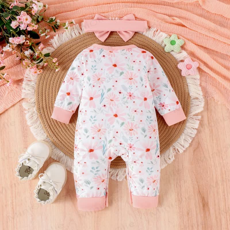 Baby Girl Flower Butterfly Romper with Headband