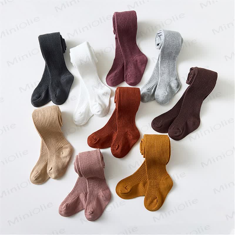 Baby Ribbed Solid Color Tights