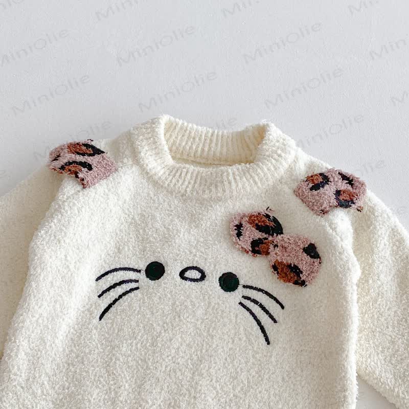 Baby Toddler Girls Leopard Cat Bow 2-piece Set