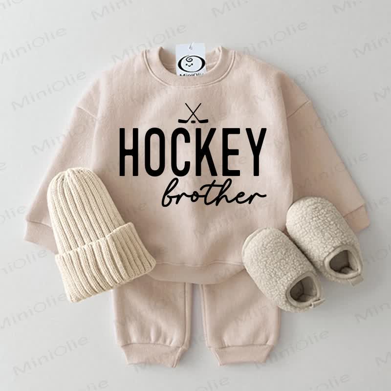 HOCKEY BROTHER & SIS Baby 2-piece Beige Set