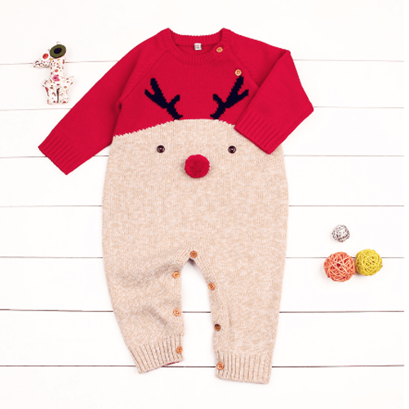 Christmas Elk Knitted Romper