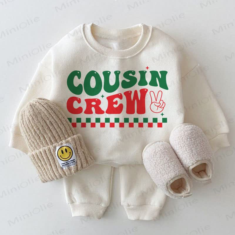 COUSIN CREW Baby White Sweatshirt 2-piece Set