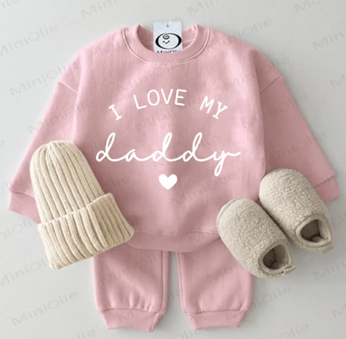 I LOVE MY DADDY Baby Sweatshirt 2-piece Pink Set