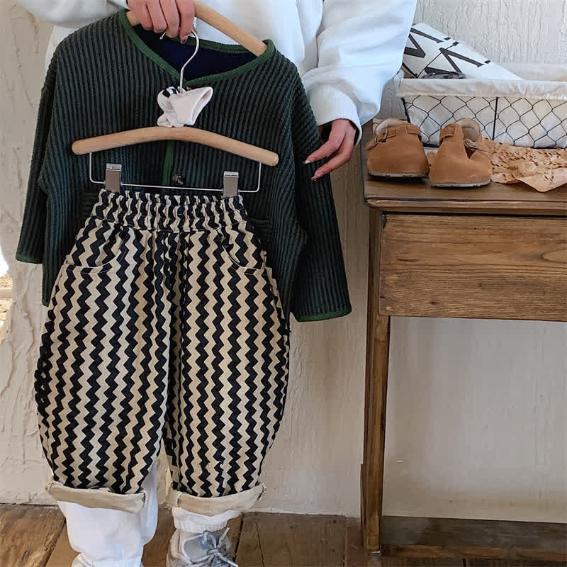 Toddler Wavy Grain Loose Black Pants