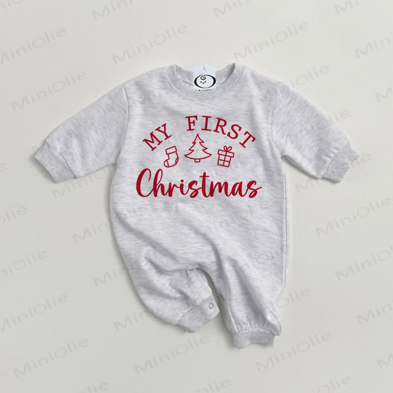 MY FIRST CHRISTMAS Baby Grey Romper