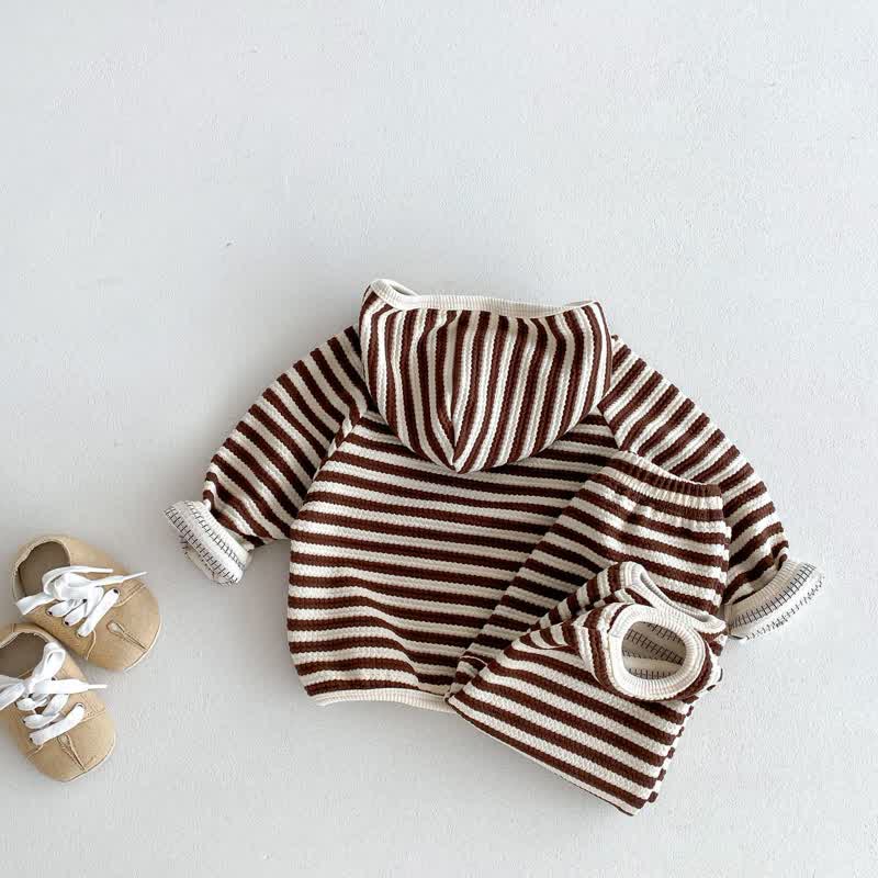 Baby 2-Piece Hooded Striped Sweatsuit Set