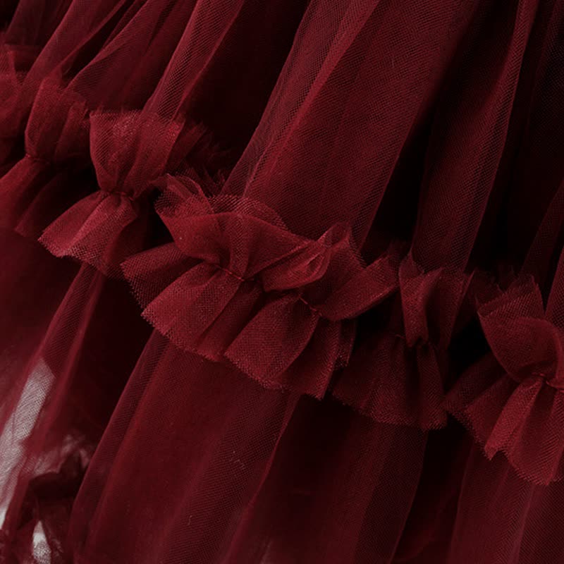 Baby Girl Bear Bow Red Fleece Lined Mesh Dress