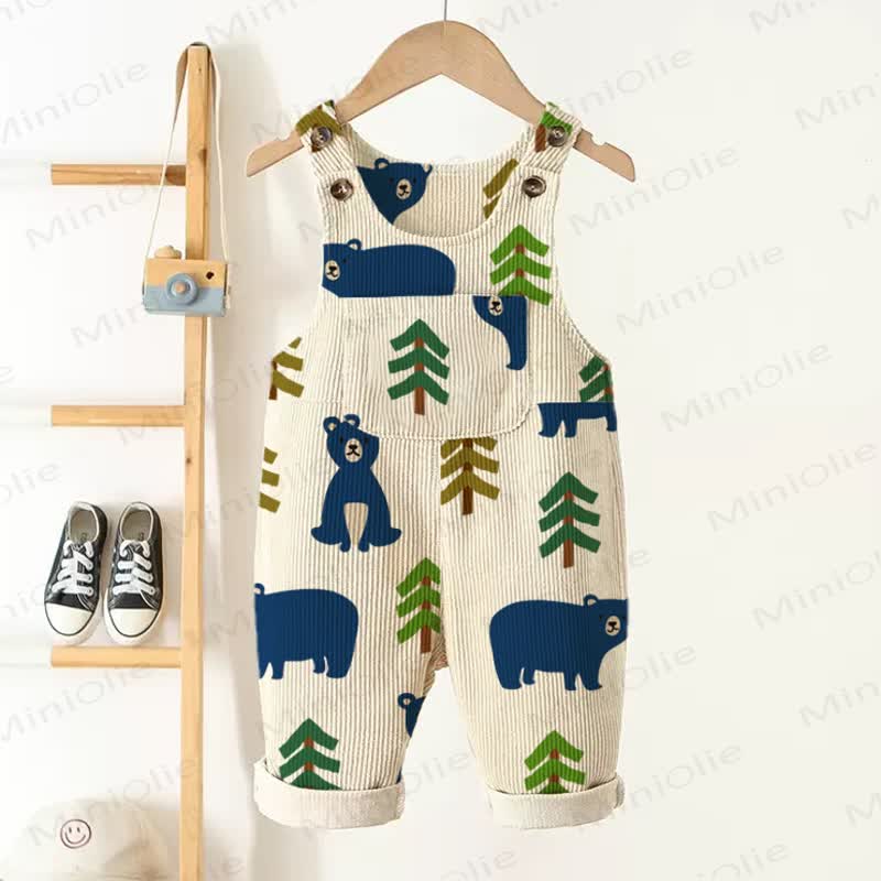 Baby Toddler Bear & Tree Corduroy Overalls