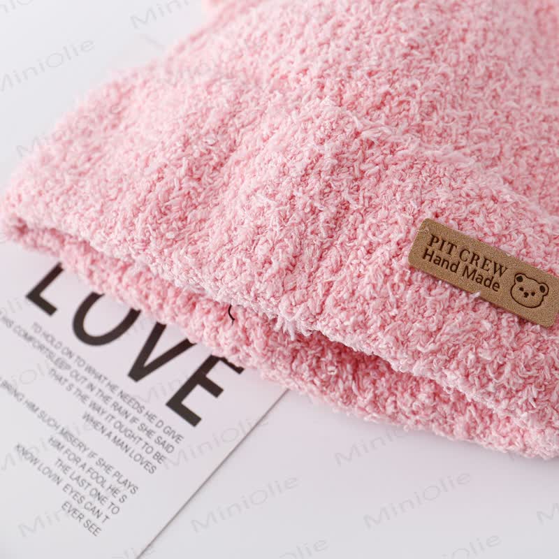Baby Plush Bear Ears Knit Cap