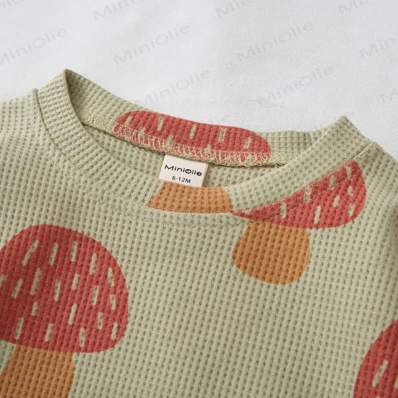 Baby Toddler Mushrooms Green Waffle 2-piece Set