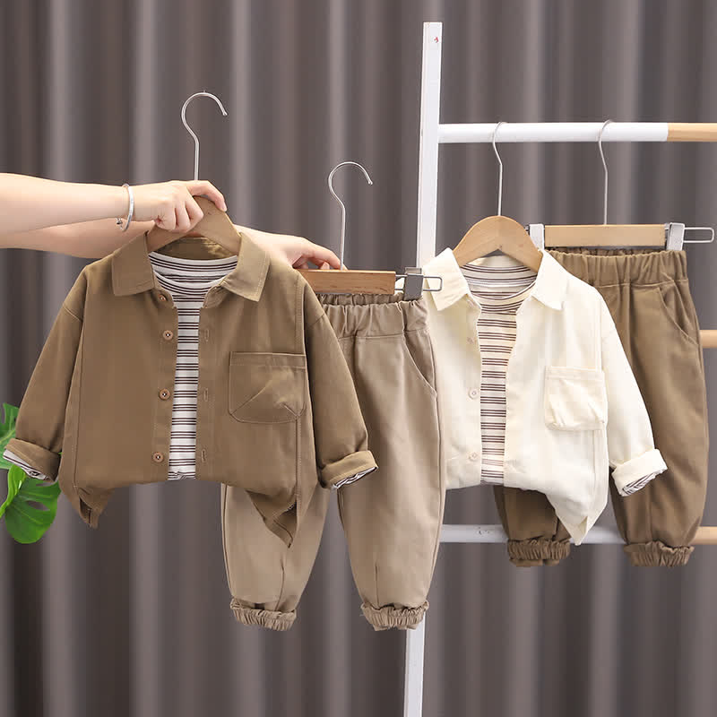 Toddler Boy 3-Piece Striped Casual Set