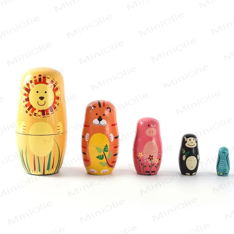5 Pcs Animal Nesting Dolls