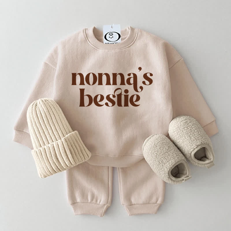 NONNA'S BESTIE Baby 2-Piece Beige Set