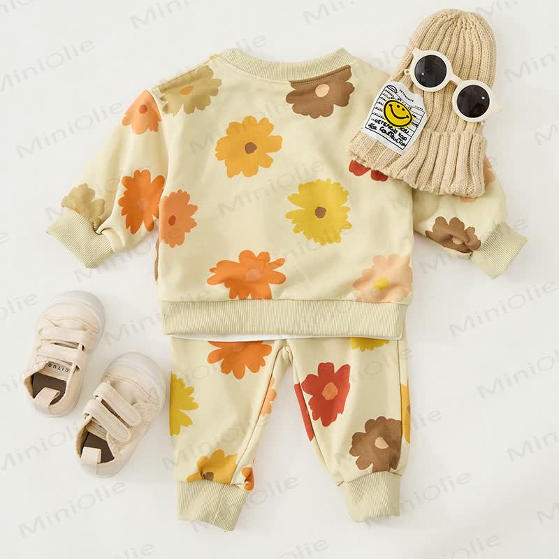 Baby Flower Sweatshirt and Pants 2-piece Set