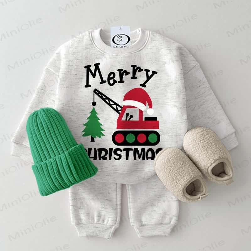 MERRY CHRISTMAS Baby Car Tree 2-piece Light Grey Set