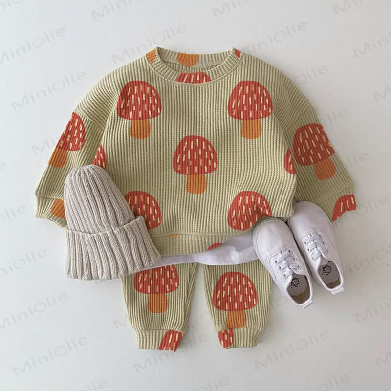 Baby Toddler Mushrooms Green Waffle 2-piece Set