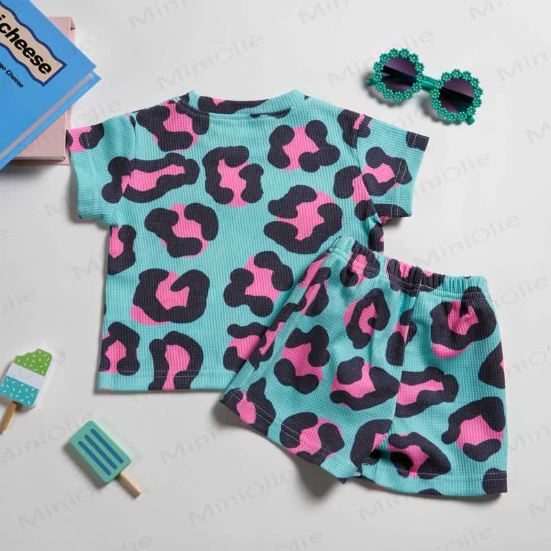 Baby Leopard Print Waffle 2-piece Set