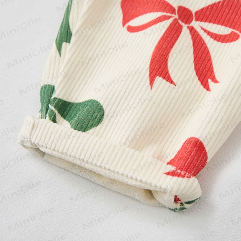 Baby Toddler Christmas Bow-knot Corduroy Overalls