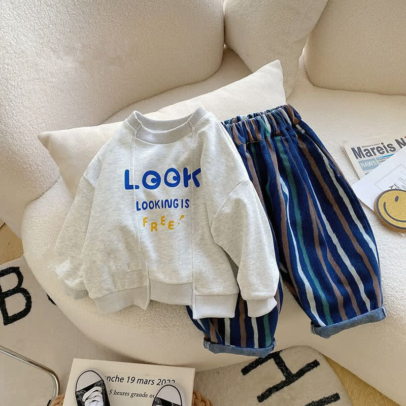 Toddler Colorful Vertical Striped Denim Pants