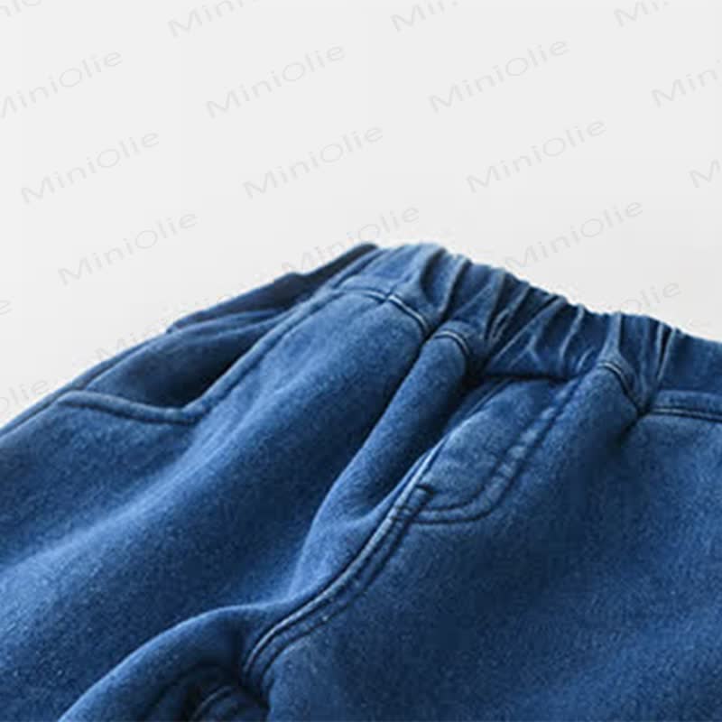 CHRISTMAS Baby Denim Deer Fleece Lined Pants