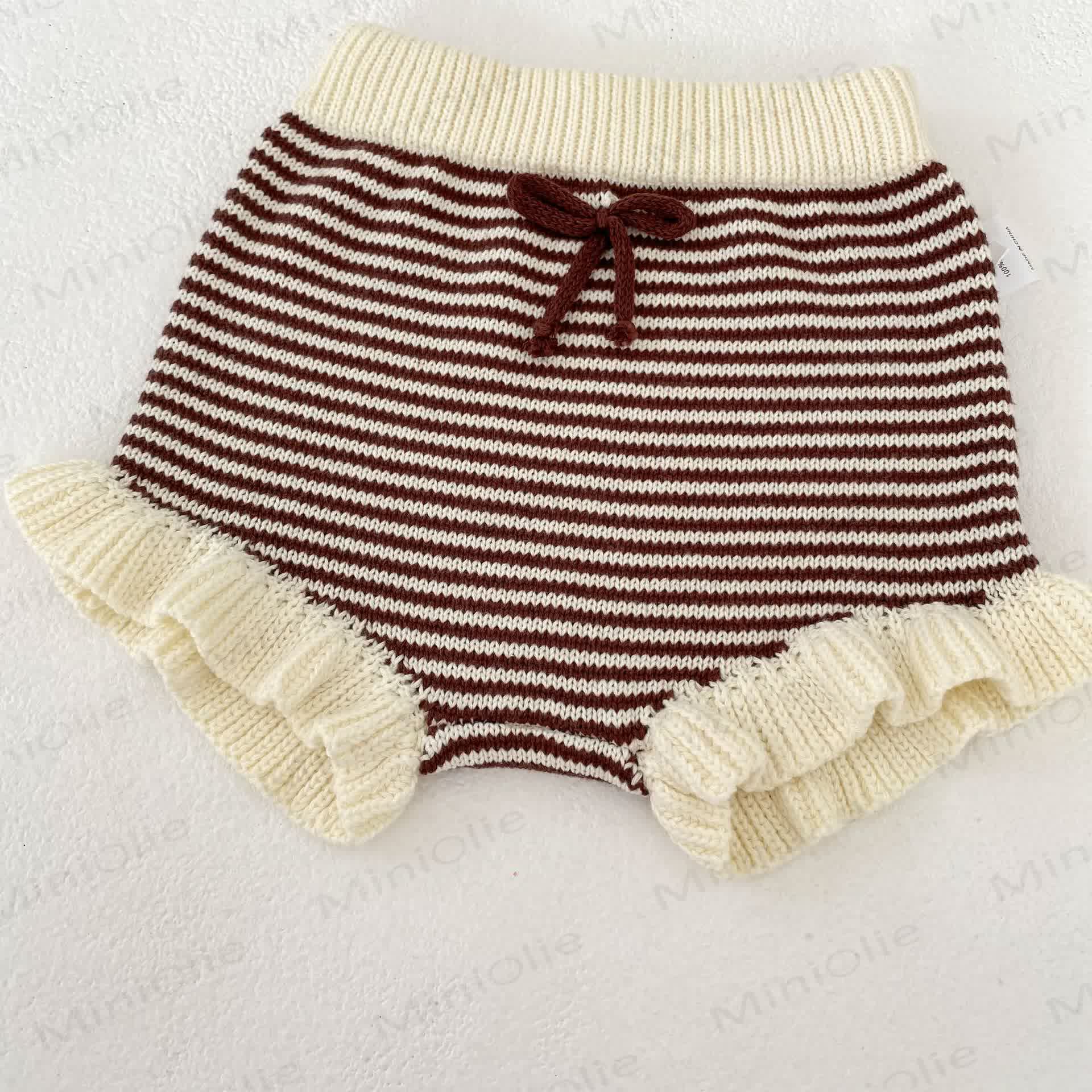 Baby Ruffled Cardigan/Striped Shorts