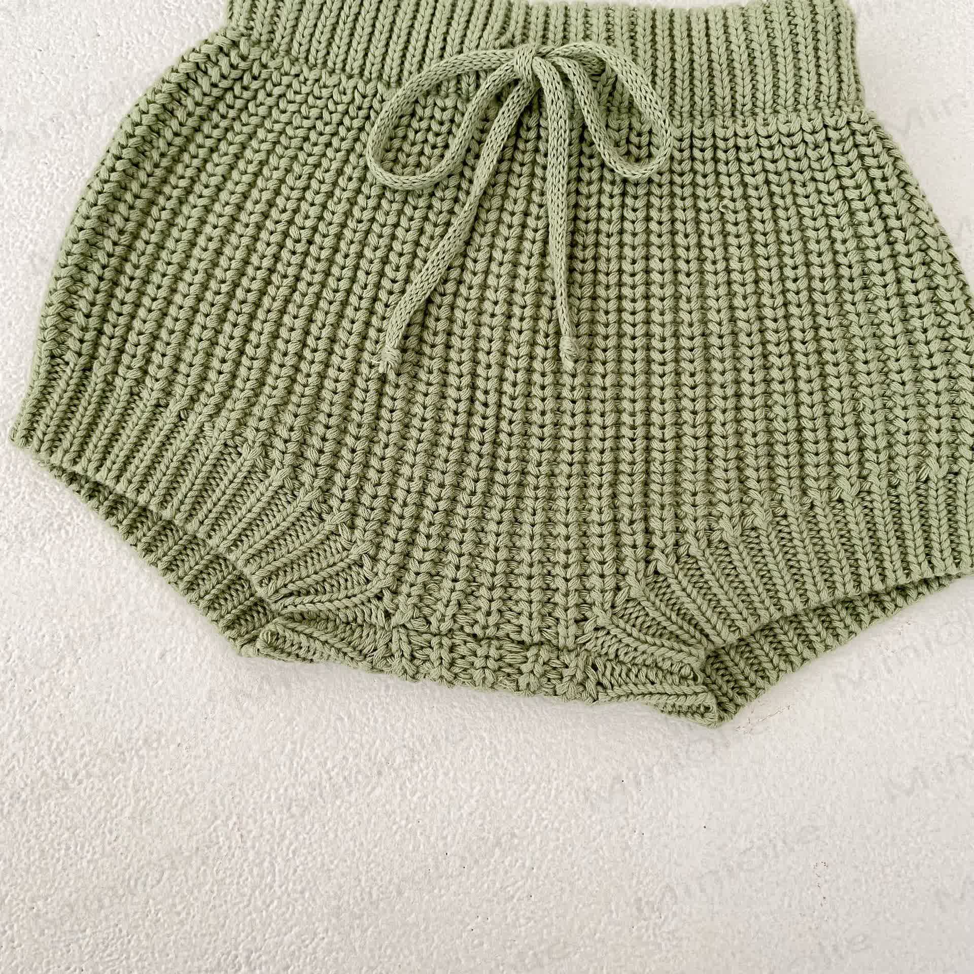 Baby Toddler Beige Green Knitted Stripe 2-piece Set