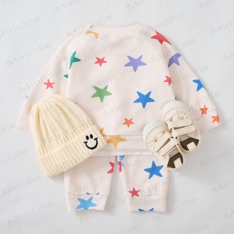 Baby Toddler Christmas Colorful Star Waffle 2-piece Set