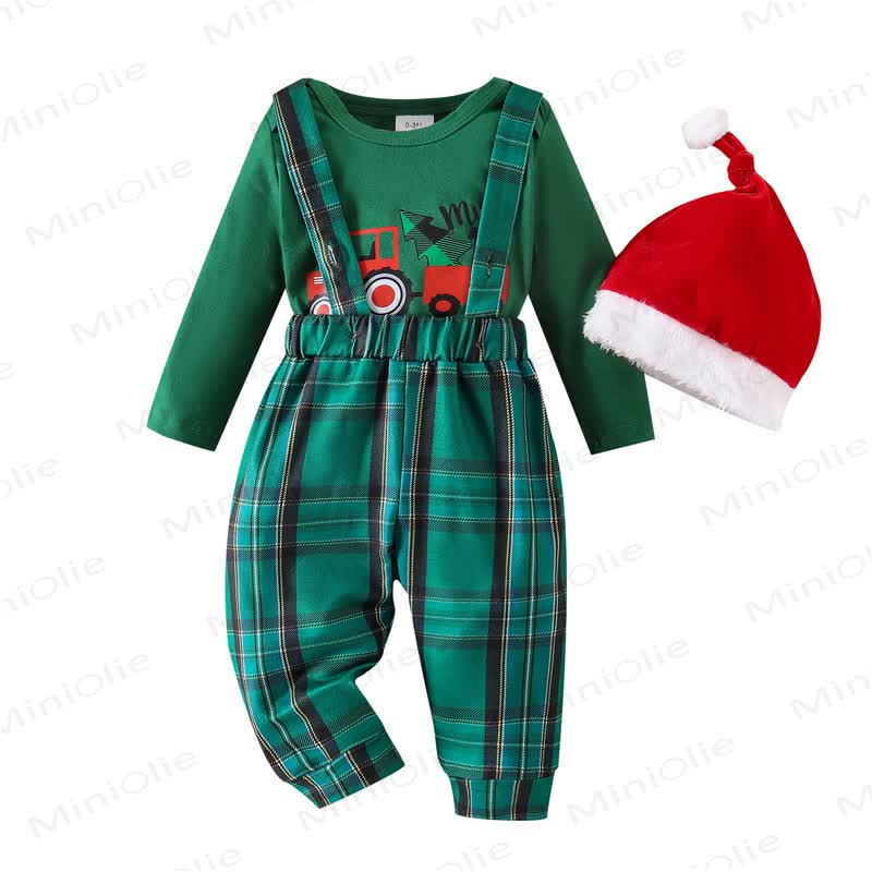 MY 1ST CHRISTMAS Baby Plaid 2-Piece Set with Hat