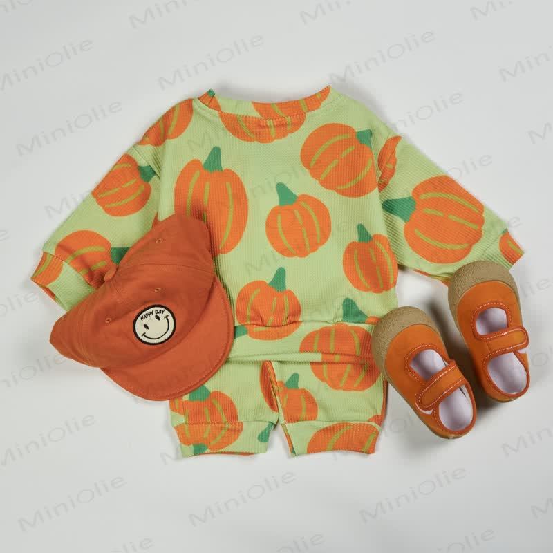 Baby Toddler Pumpkin Green Waffle 2-piece Set