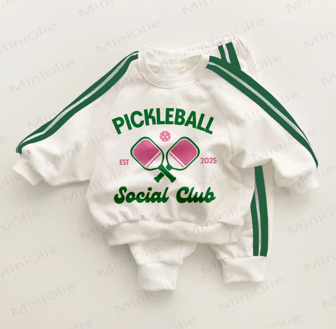 PICKLEBALL SOCIAL CLUB Baby Toddler Green Striped 2-piece Set