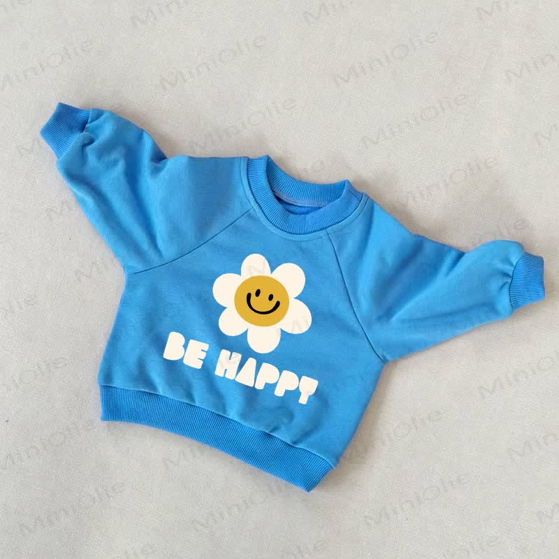 BE HAPPY Baby Flower Toddler Blue Sweatshirt