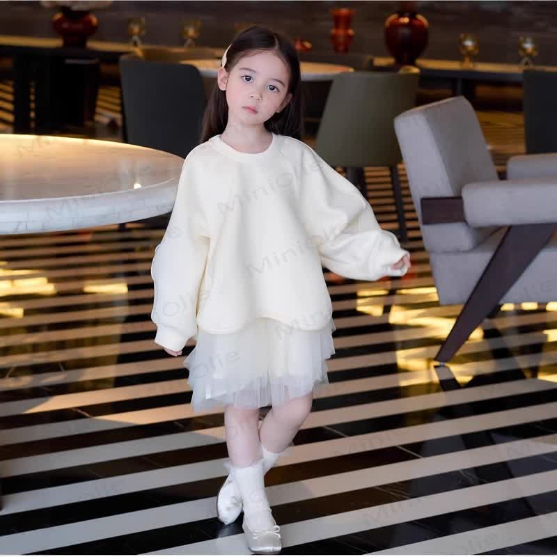 Toddler Kid Girl Knit Mesh Fleece Lined Dress