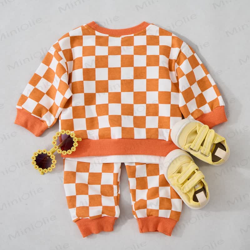 Baby Toddler Orange Checkerboard 2-piece Set