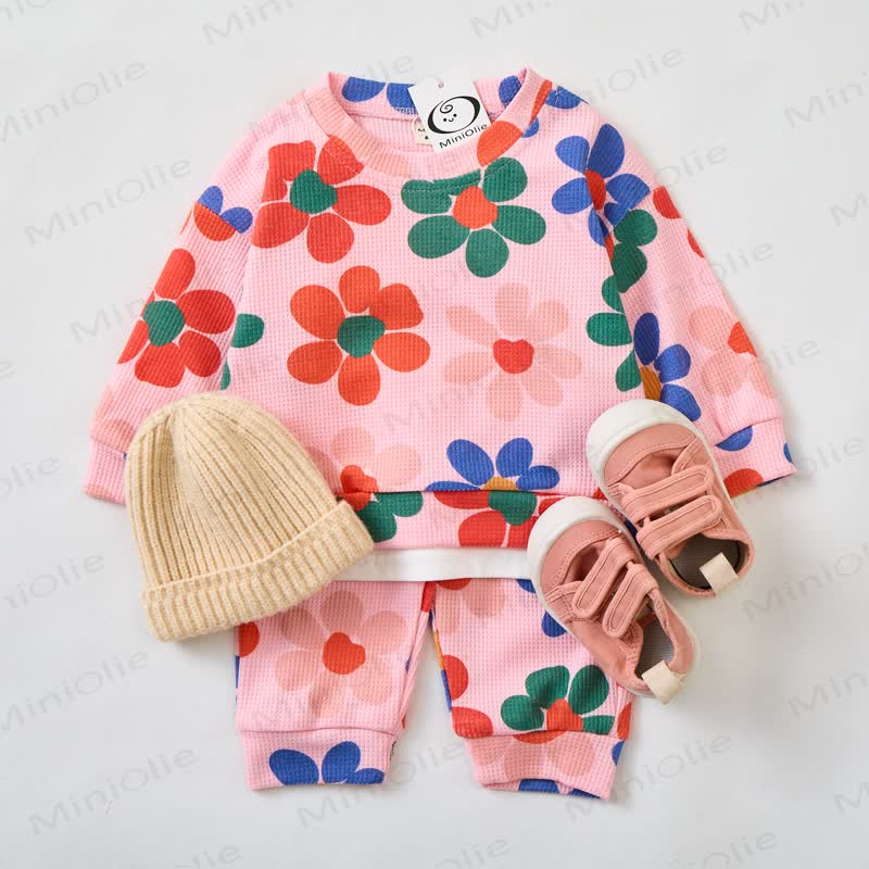 Baby Pink Flower Waffle 2-piece Set