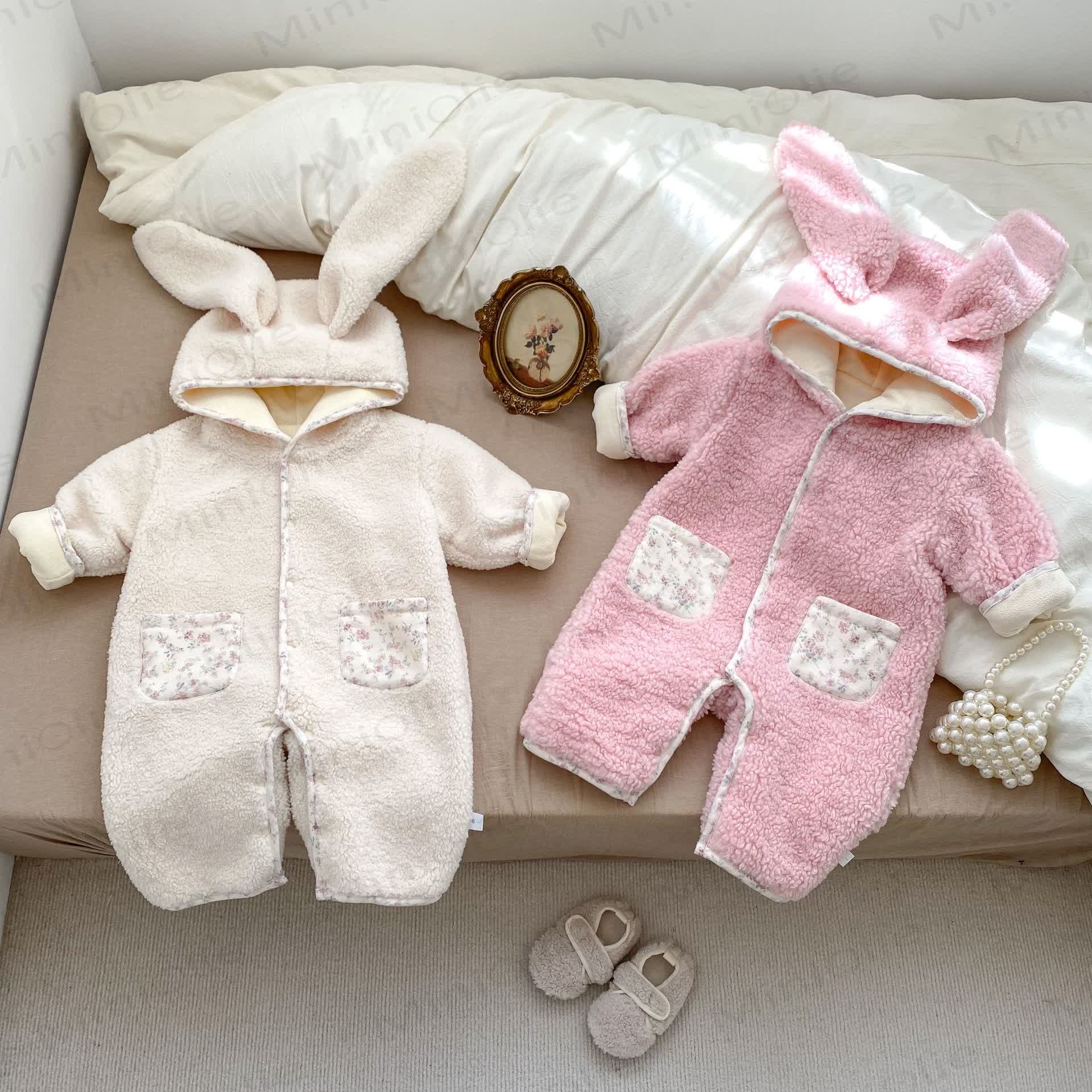 Baby Floral Bunny Ear Hooded Romper