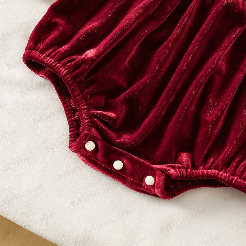 Baby Girl Velvet Lace Red Bodysuit