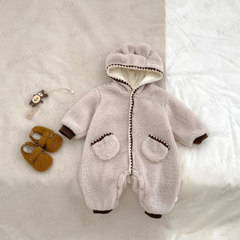 Baby Fleece Pocket Hooded Romper