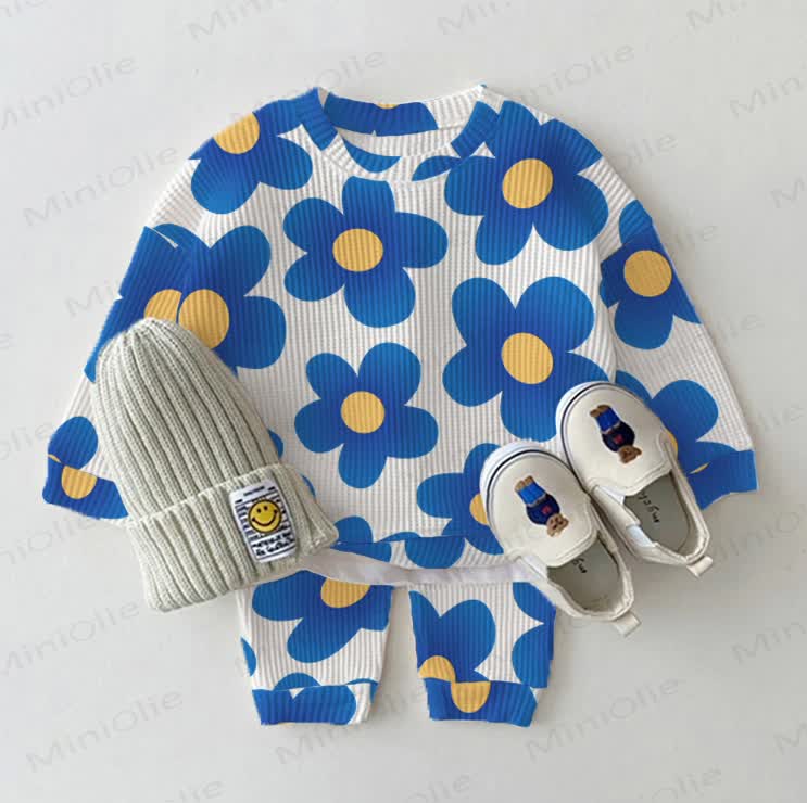 Baby Waffle Blue Flower 2-piece Set