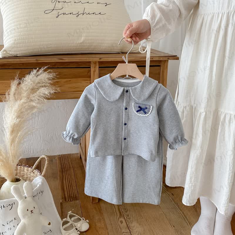 Baby Girl Plaid Pocket Bow 2-piece Set