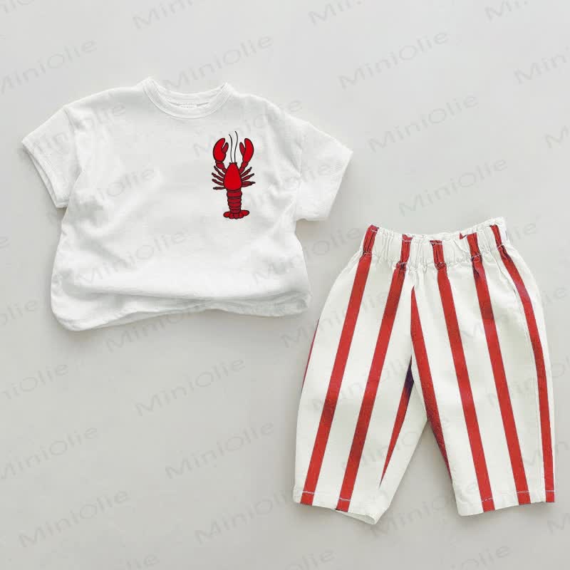 Baby Lobster Red Vertical Striped 2-piece Set